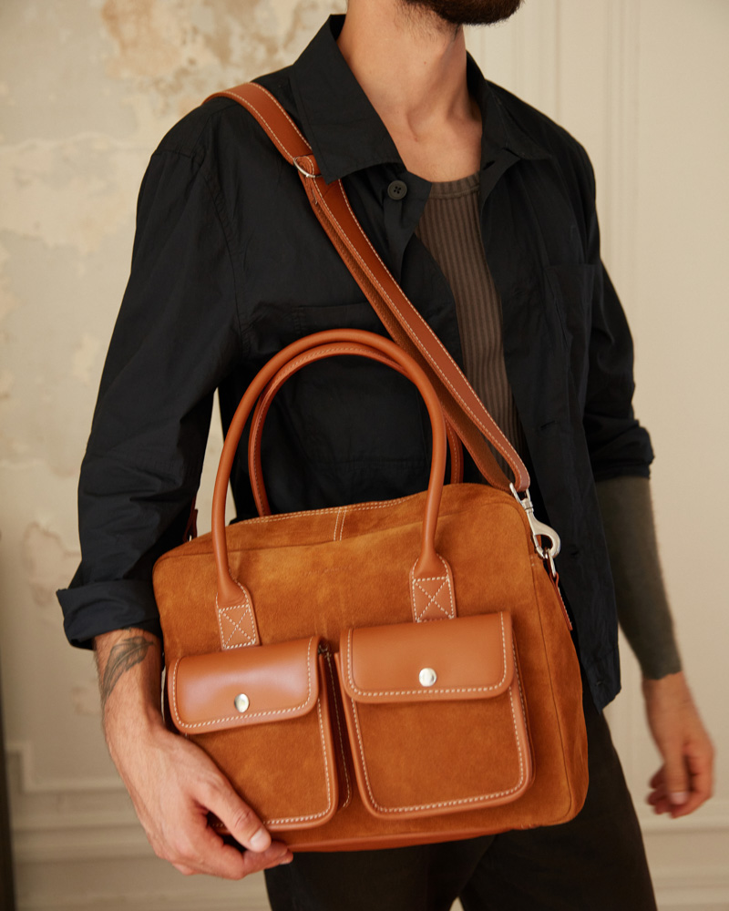 Sac de travail en cuir vintage su&eacute;d&eacute;