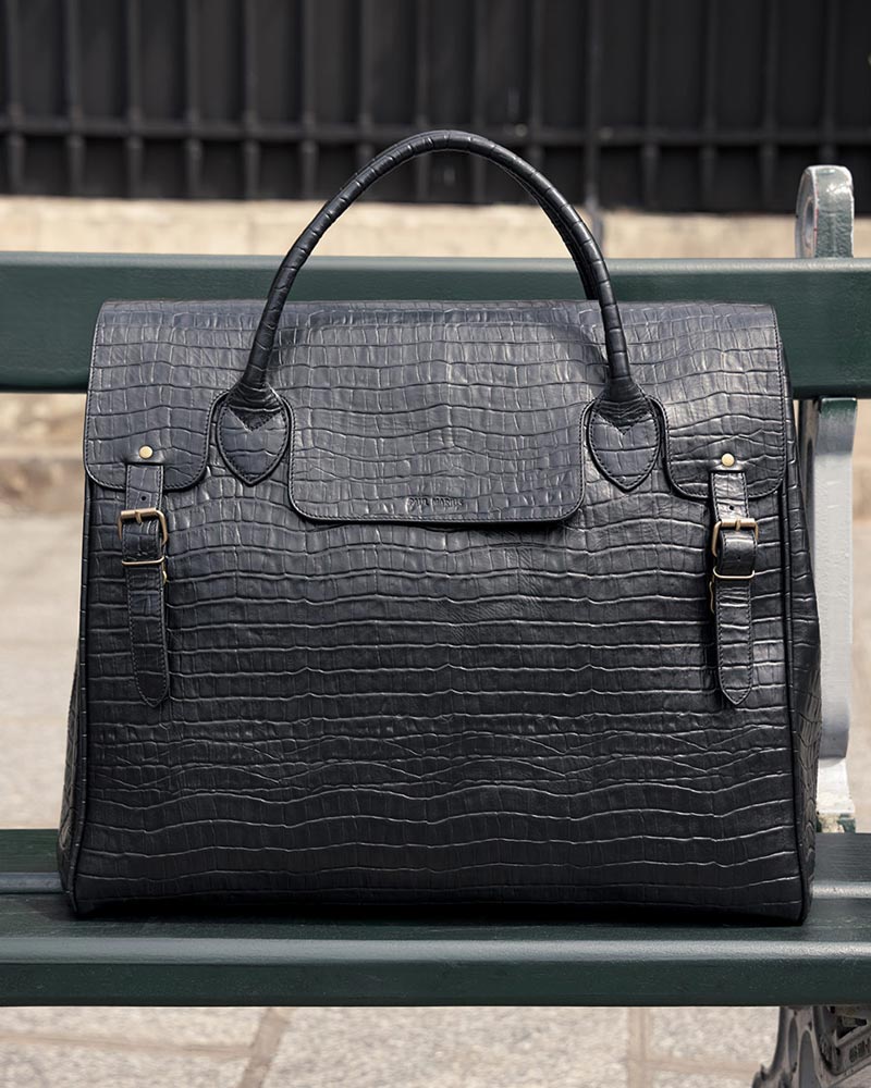Soldes PAUL MARIUS grand sac de voyage en cuir noir