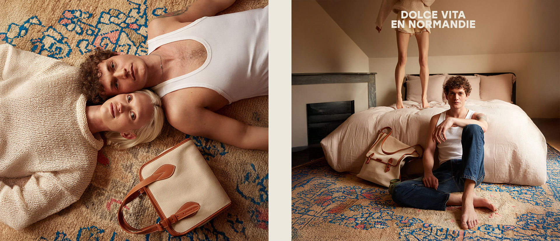 Sac cabas en toile et cuir