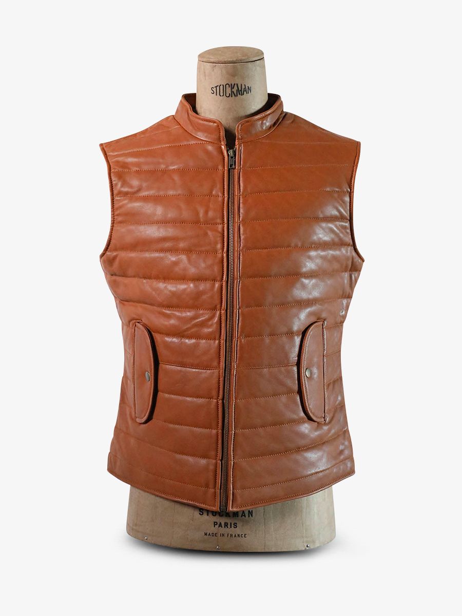 Doudoune sans store manche cuir