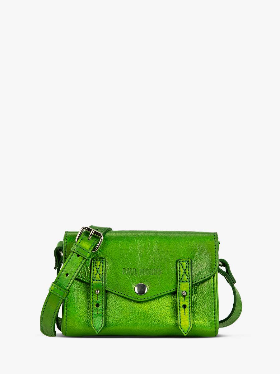 photo-vue-de-face-sac-bandouliere-cuir-femme-vert-le-mini-indispensable-absinthe-paul-marius-w08s-gr-b