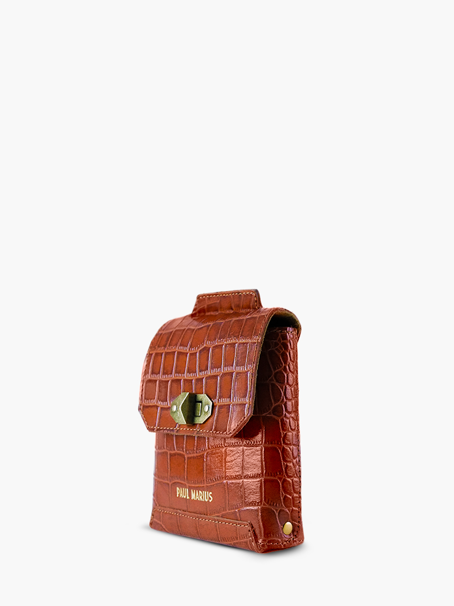 photo-vue-de-cote-sac-telephone-cuir-femme-agathe-alligator-marron-paul-marius-m70-a-l