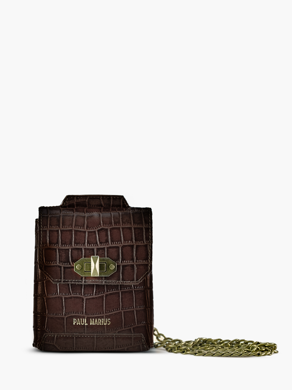 photo-vue-de-face-sac-telephone-cuir-femme-agathe-alligator-marron-paul-marius-m70-a-db