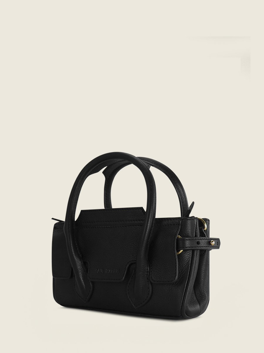 photo-vue-de-cote-mini-sac-main-cuir-noir-madeleine-xs-art-deco-noir-paul-marius-w31xs-ad-b