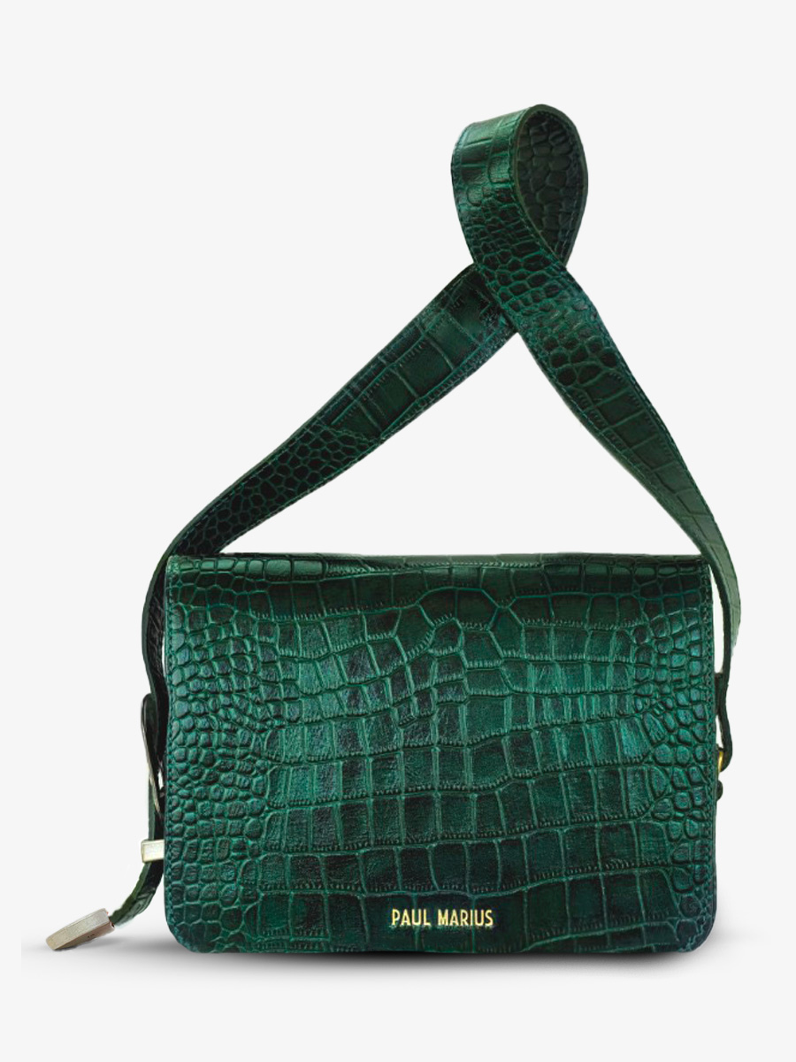 photo-vue-de-face-sac-epaule-cuir-femme-lebaguette-alligator-vert-paul-marius-w29-a-dg