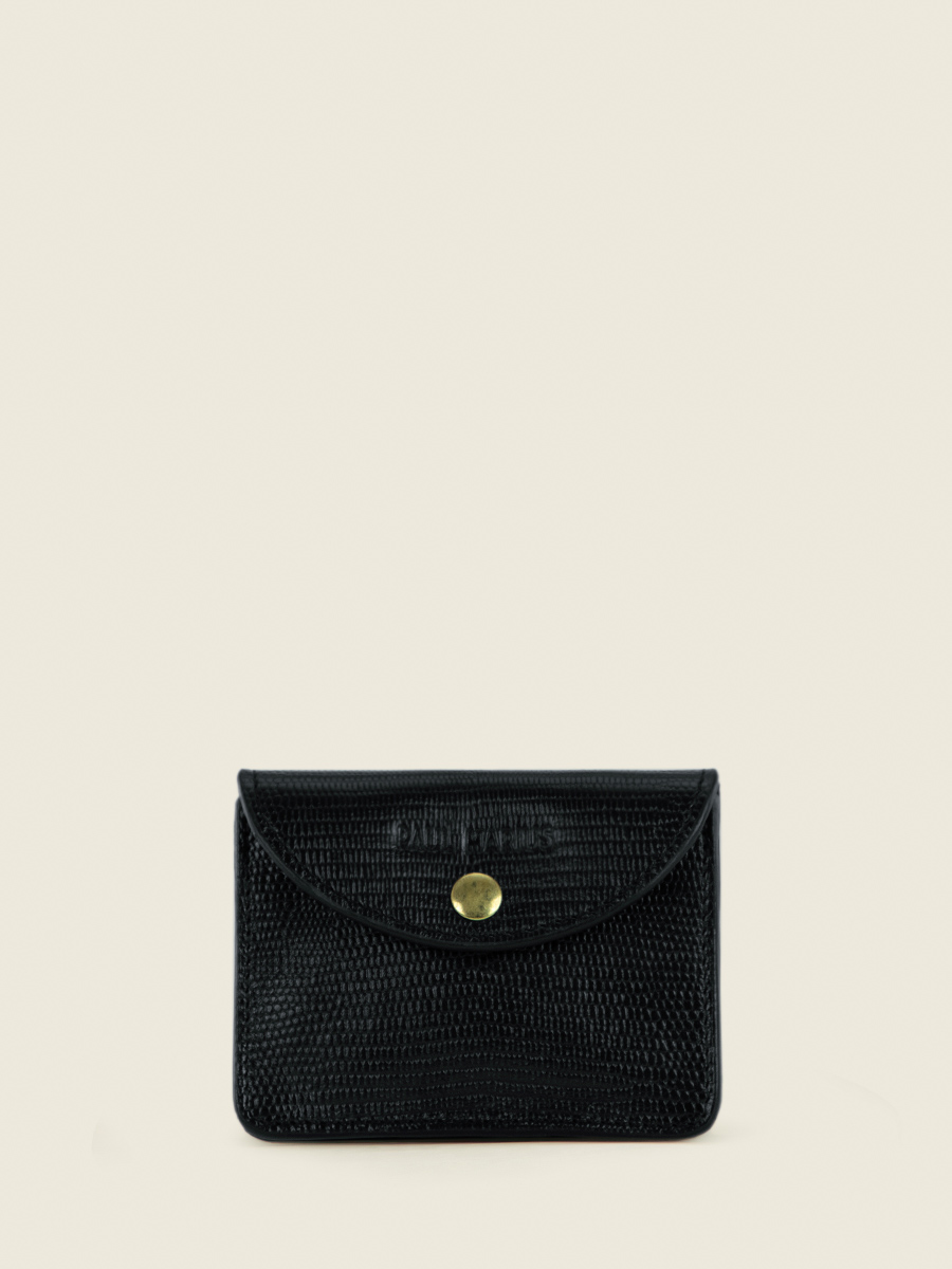 Basile 1960 Noir de Jais - porte-monnaie en cuir noir pour femme | PAUL MARIUS