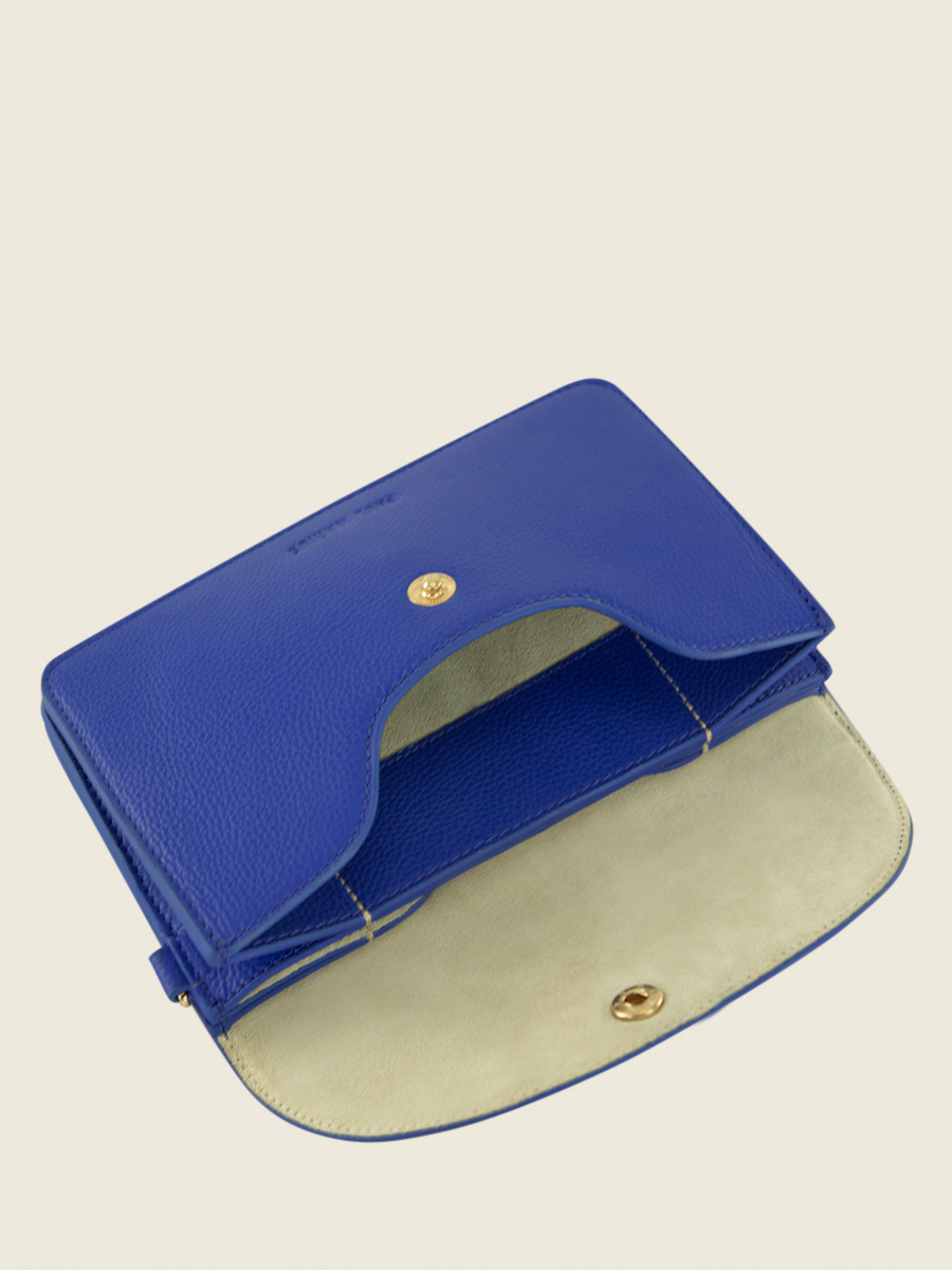 Bertille Azur Bleu Roi sac pochette en cuir bleu pour femme PAUL MARIUS
