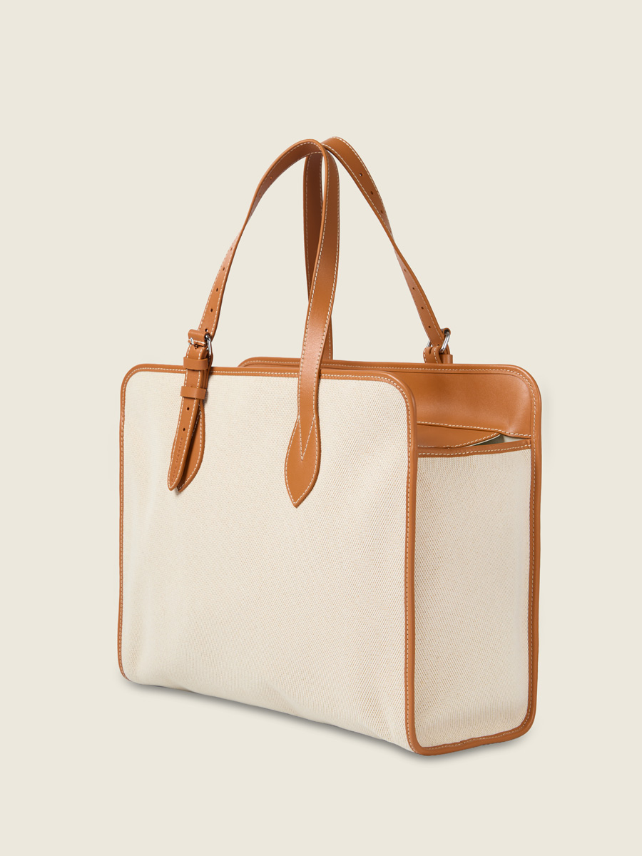 Sac cabas L toile beige LeCabas L Escapade - Toile Beige vue interieure