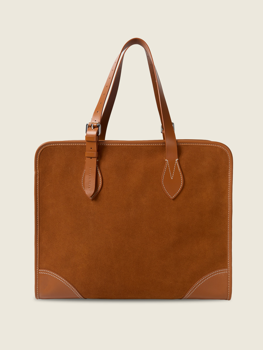 Sac cabas en daim LeCabas L - Fauve vue face