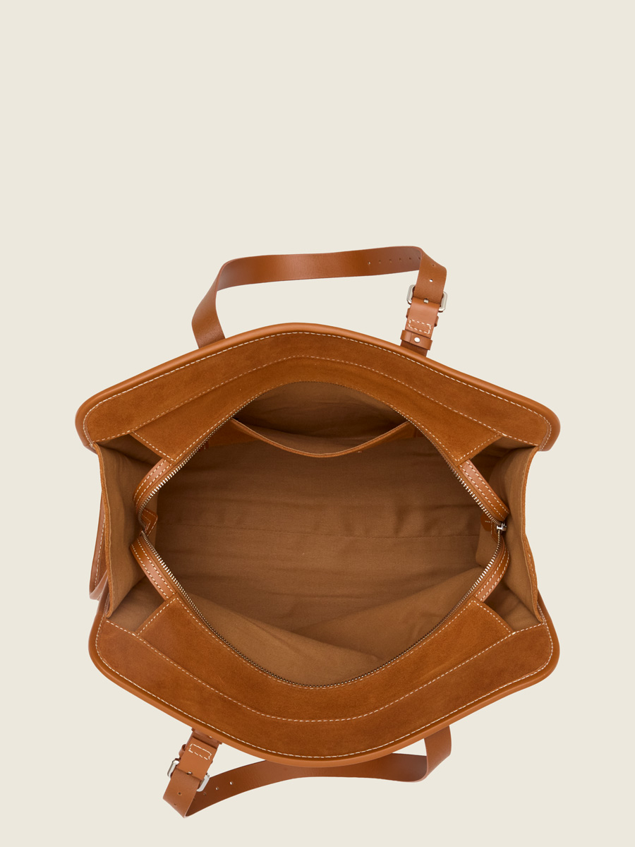 Sac cabas en daim LeCabas L - Fauve photo focus matiere