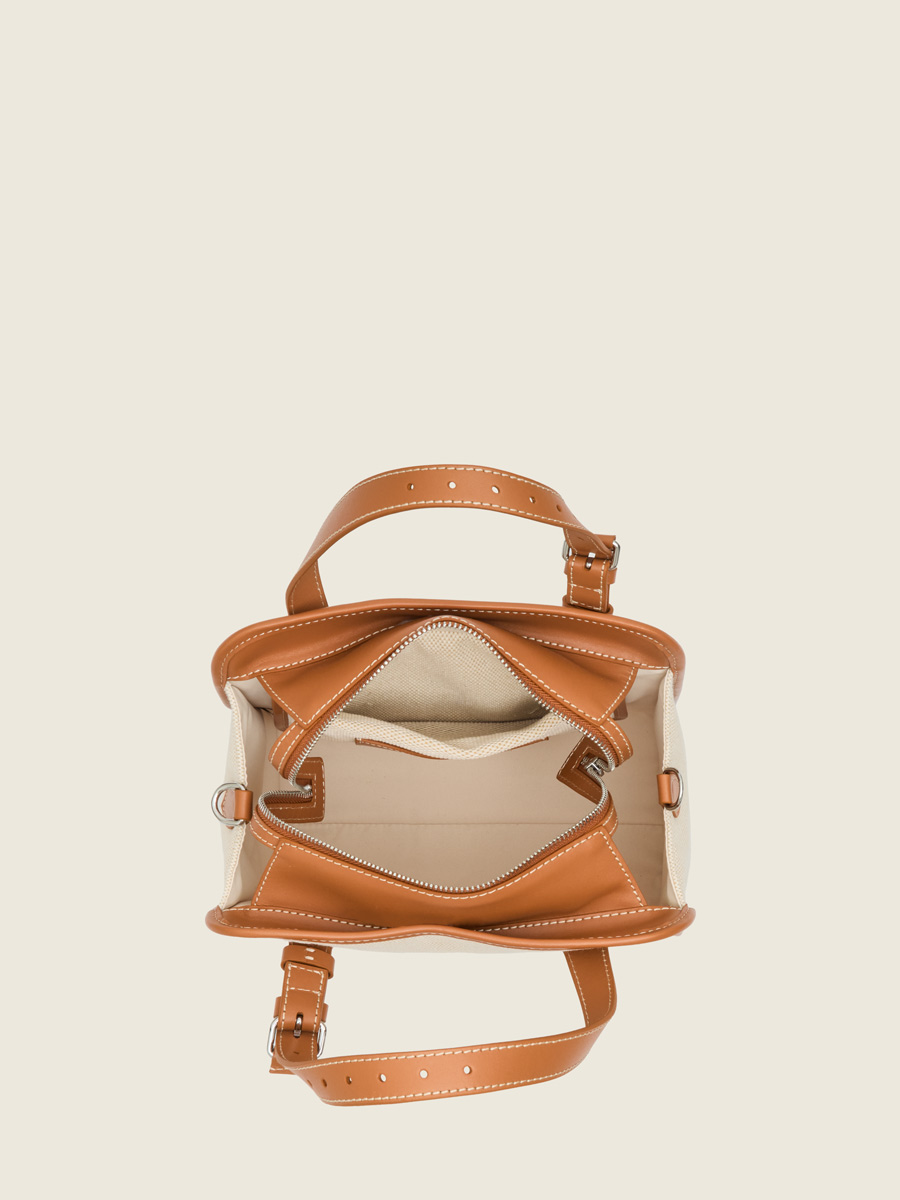 Mini sac cabas toile beige LeCabas S Escapade - Toile Beige vue interieure