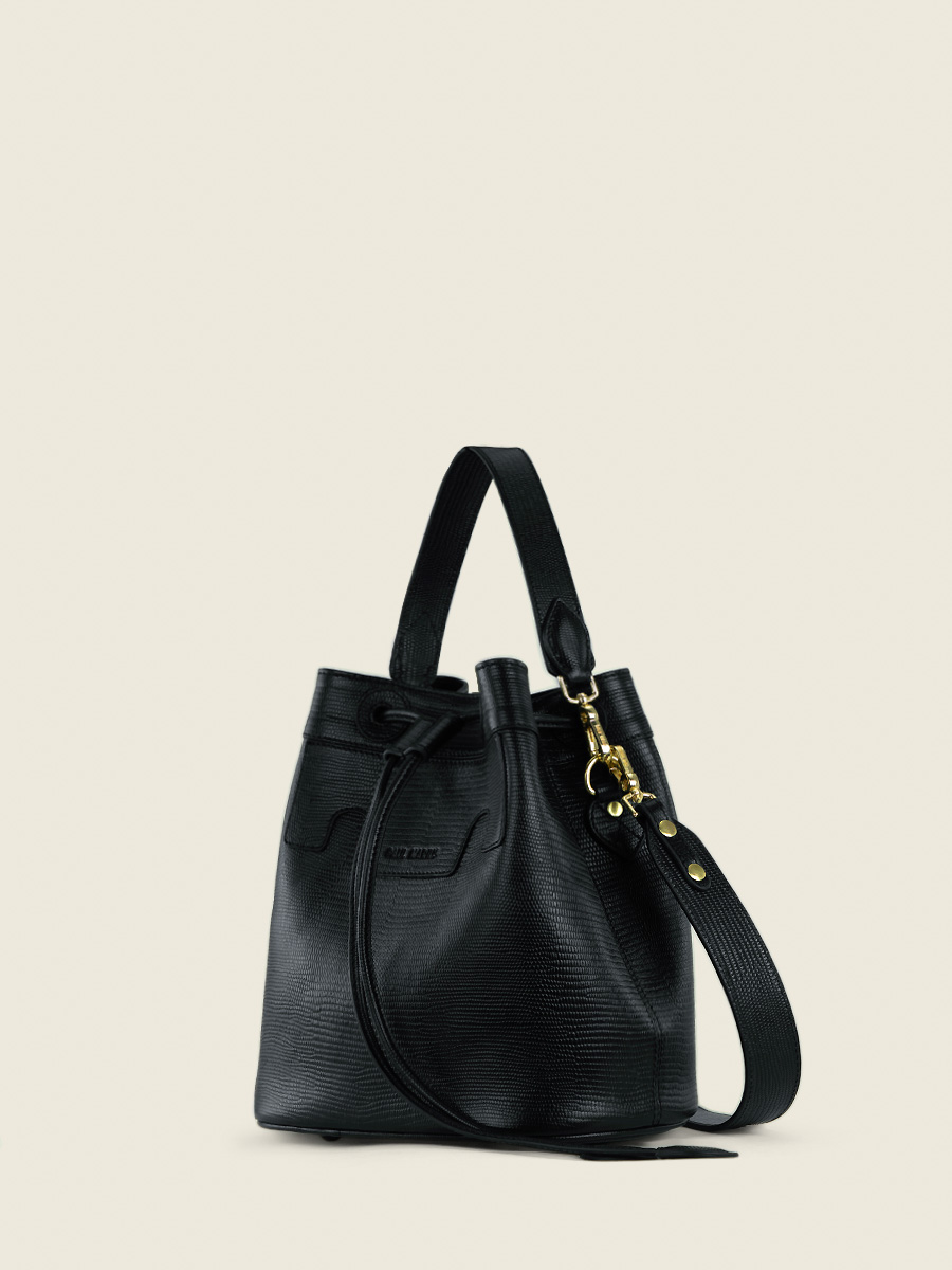 Capucine 1960 Noir de Jais - sac seau en cuir noir pour femme | PAUL MARIUS