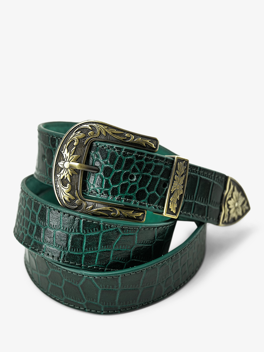 photo-vue-de-face-ceinture-cuir-femme-leceinture-alligator-vert-paul-marius-lb-w-115-a-dg