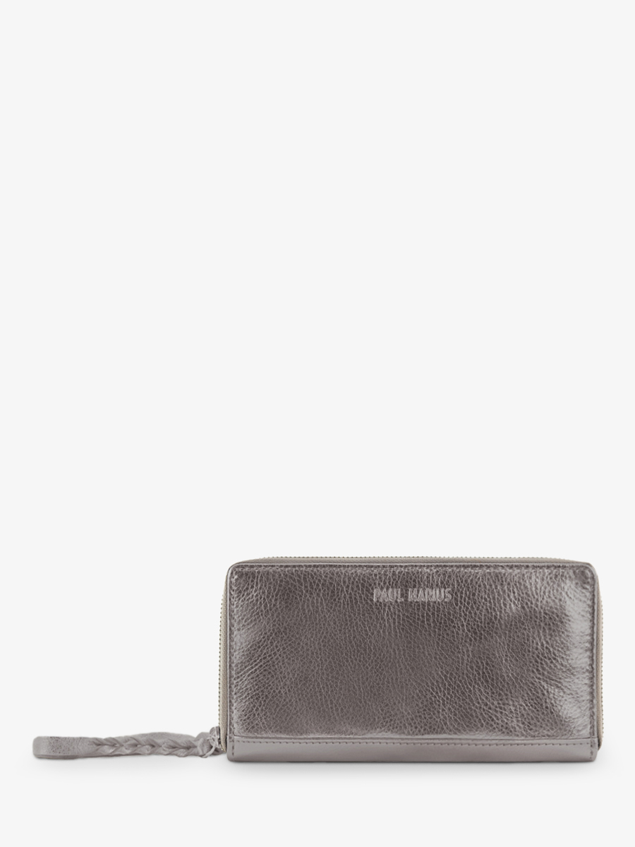 LePortefeuille Charlotte Acier portefeuille en cuir argent pour