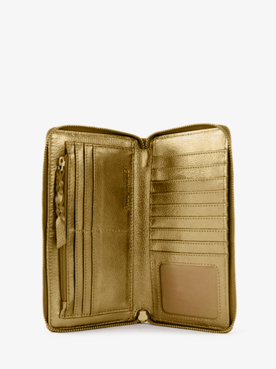LePortefeuille Charlotte Bronze portefeuille cuir dore pour femme PAUL MARIUS