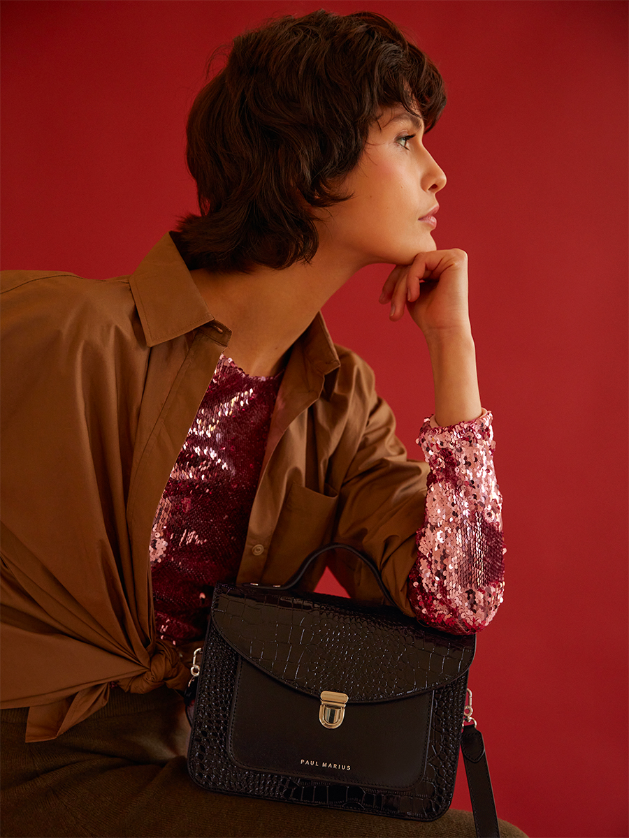 mademoiselle-george-croco-cuir-femme-vernis-noir-vue-porté-wo5-cr-ver-b