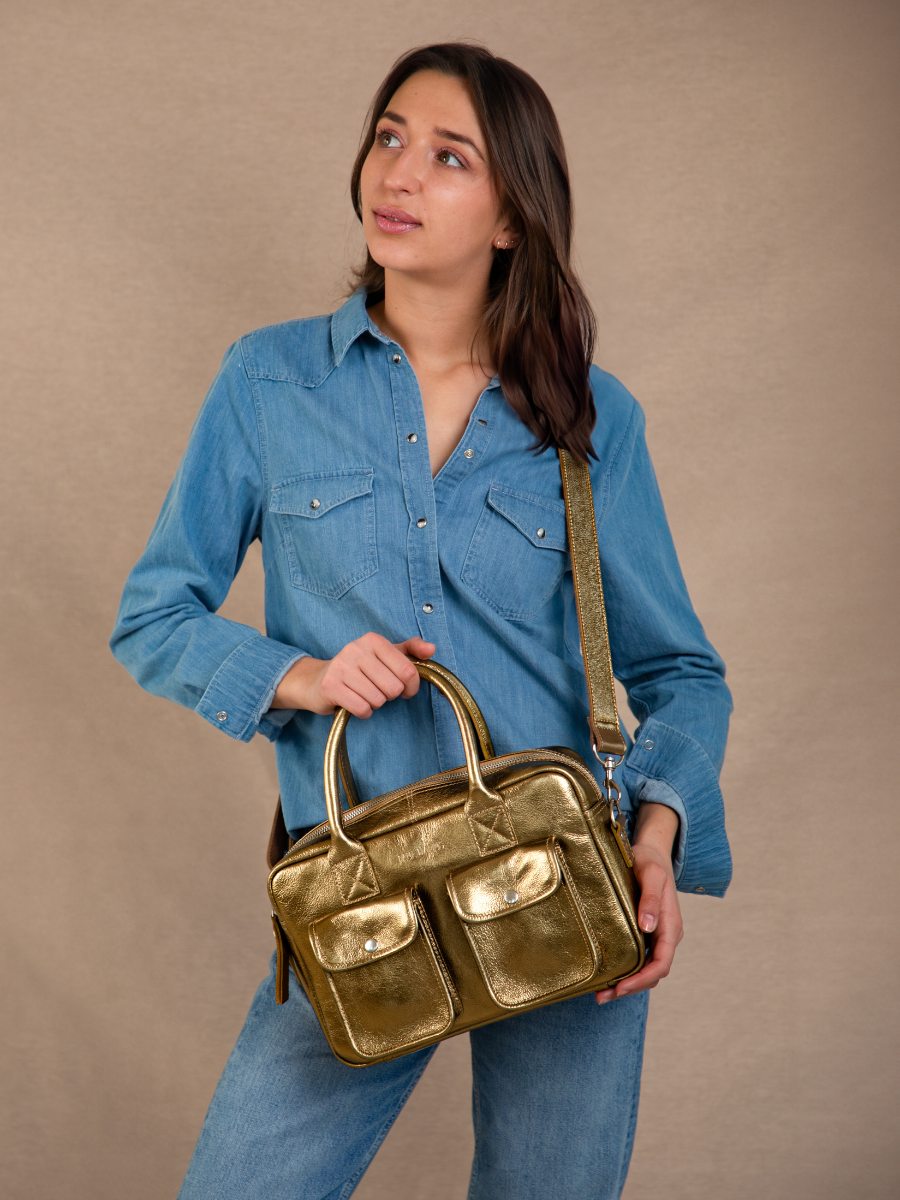 LeDandy S Bronze sac a main en cuir dore femme PAUL MARIUS