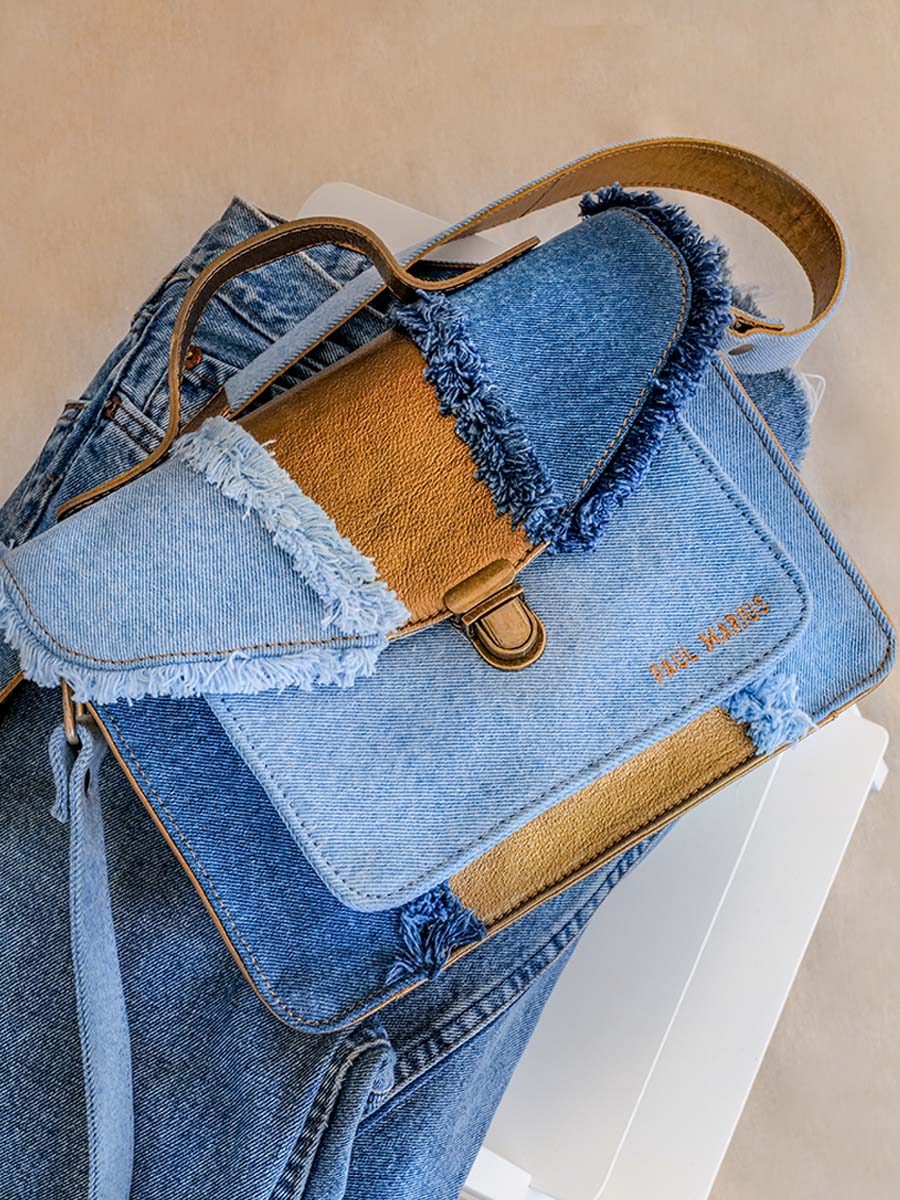 Mademoiselle George Denim - sac à main en cuir et jean femme | PAUL MARIUS