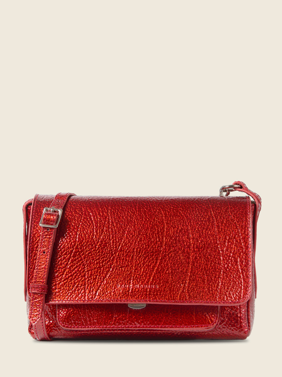Sac bandoulière en cuir rouge Diane S - Star Flamme vue face