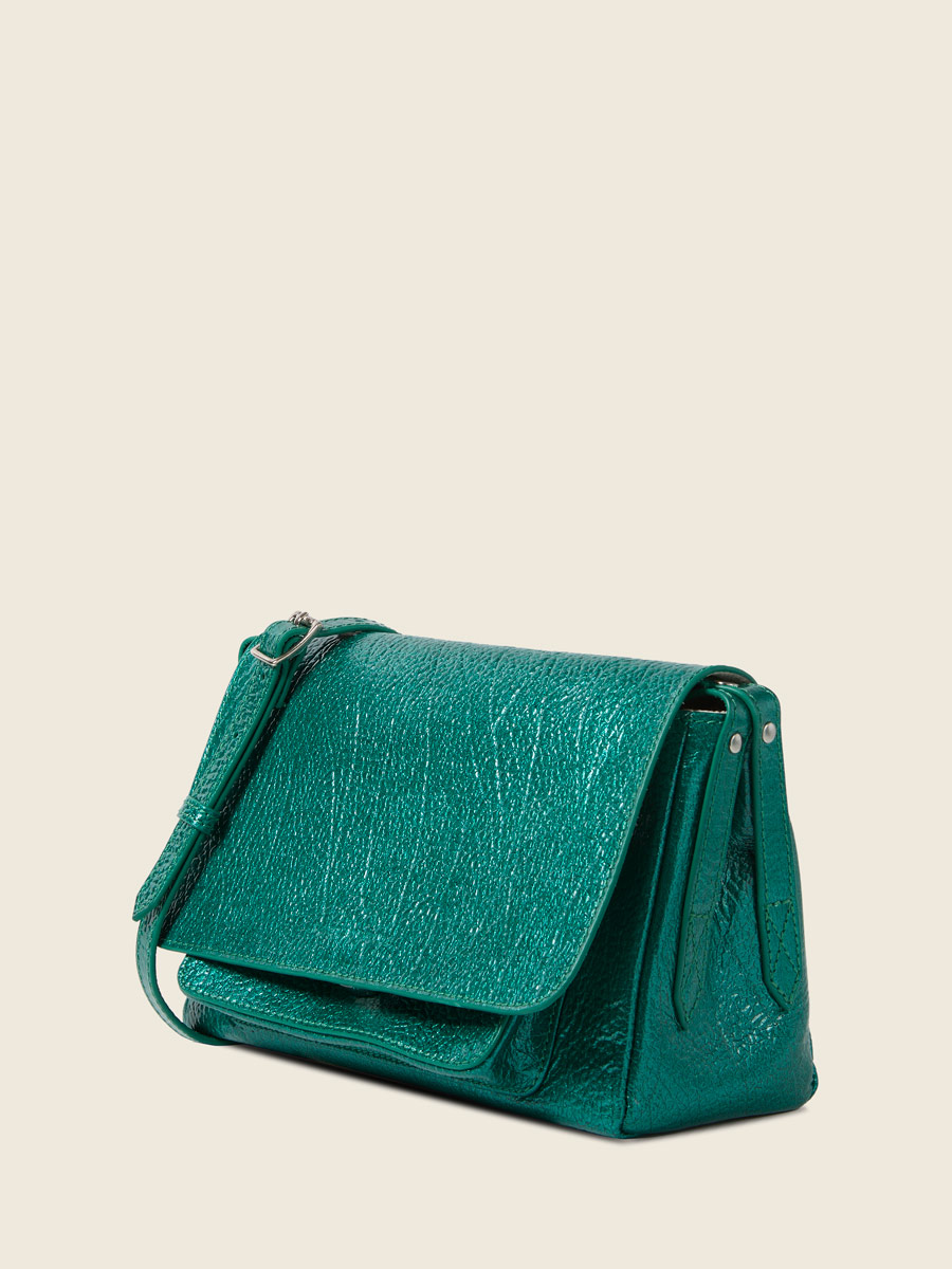 Sac bandoulière en cuir bleu Diane S - Star Lagon vue cote