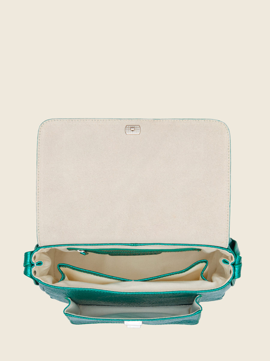 Sac bandoulière en cuir bleu Diane S - Star Lagon vue interieure