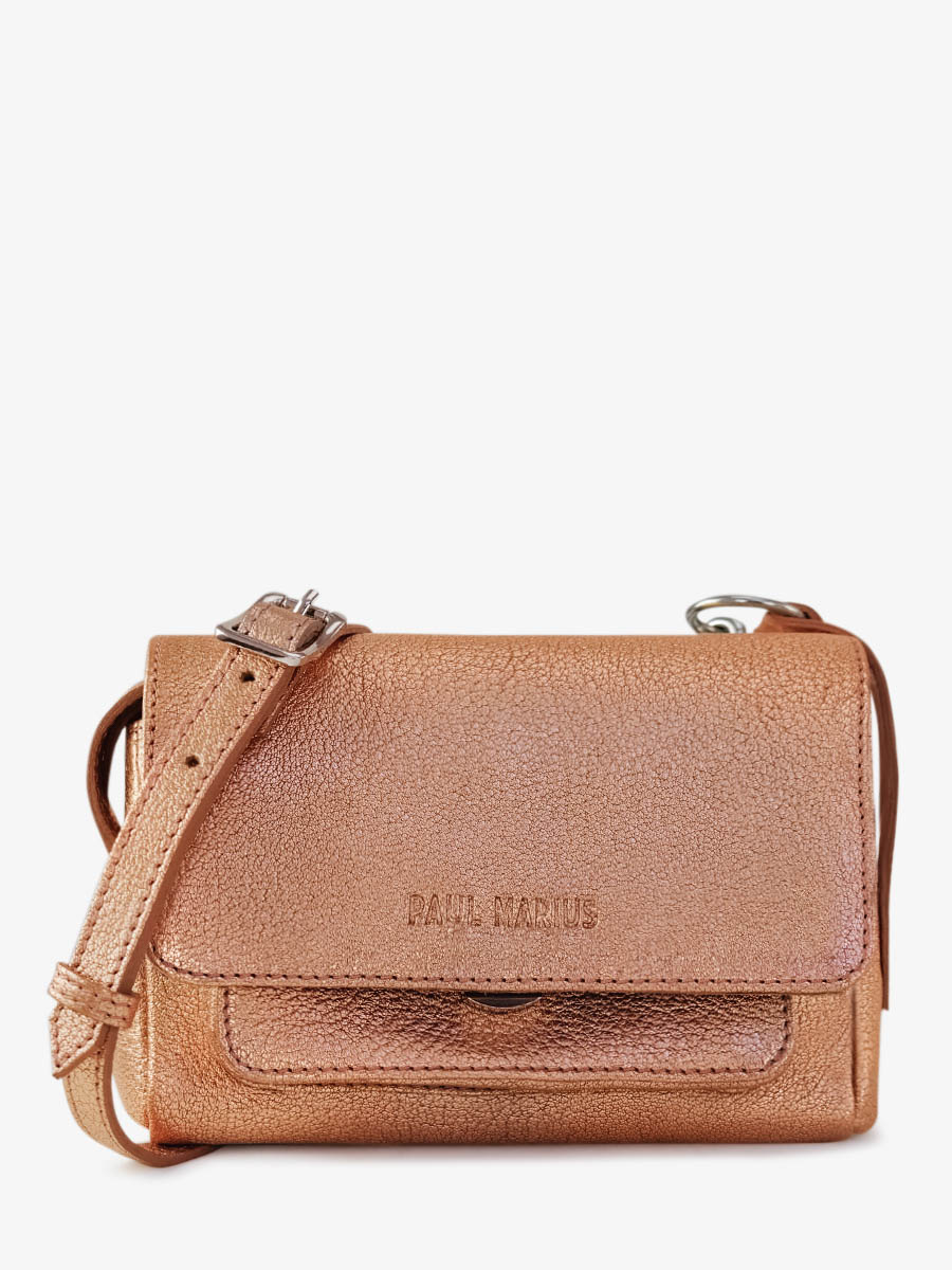 Diane XS Or Rose - mini sac bandoulière cuir métallisé or rose femme | PAUL MARIUS