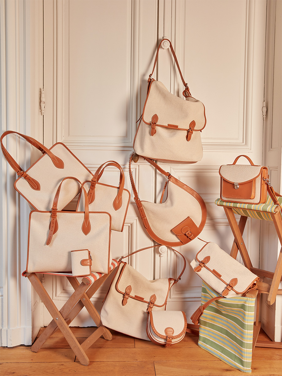 Sac bandoulière XL en toile beige Loulou XL Escapade - Toile beige vue dos