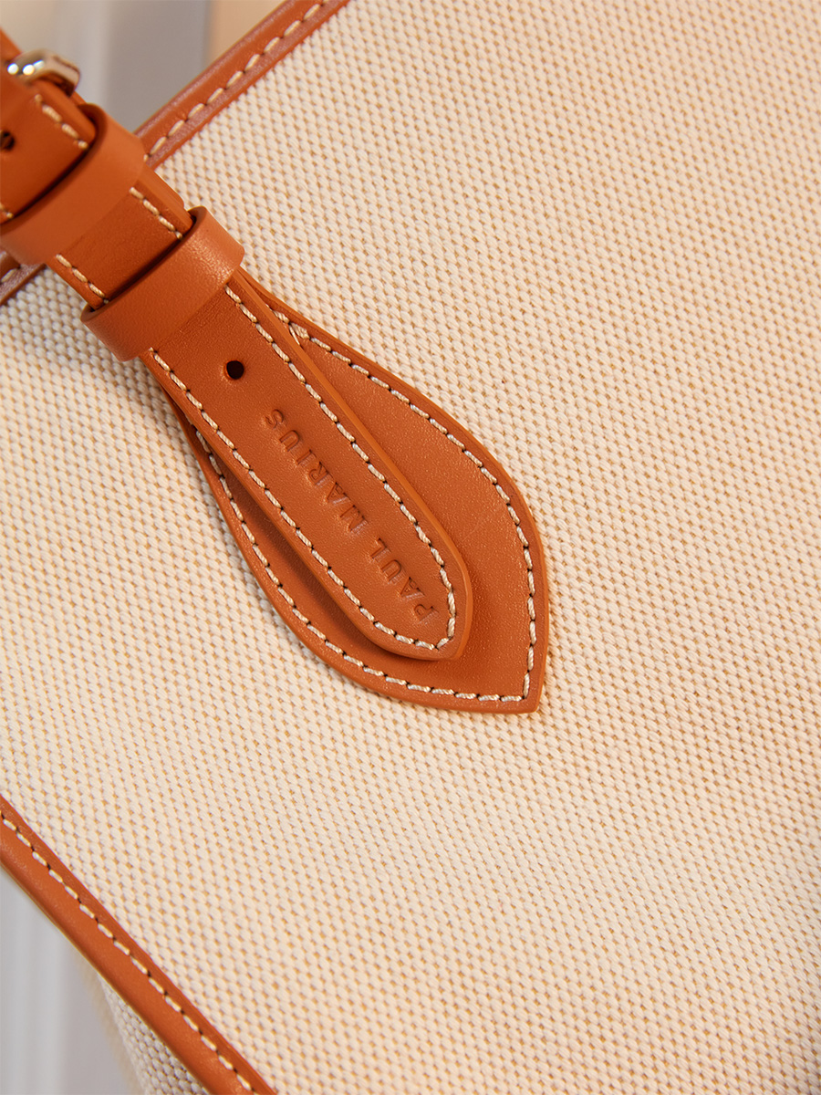 Mini sac cabas toile beige LeCabas S Escapade - Toile Beige photo focus matiere