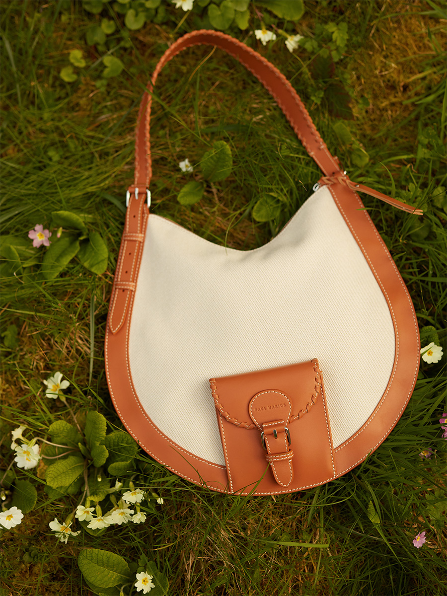 Sac hobo en toile beige LeHobo Escapade - Toile Beige photo focus matiere