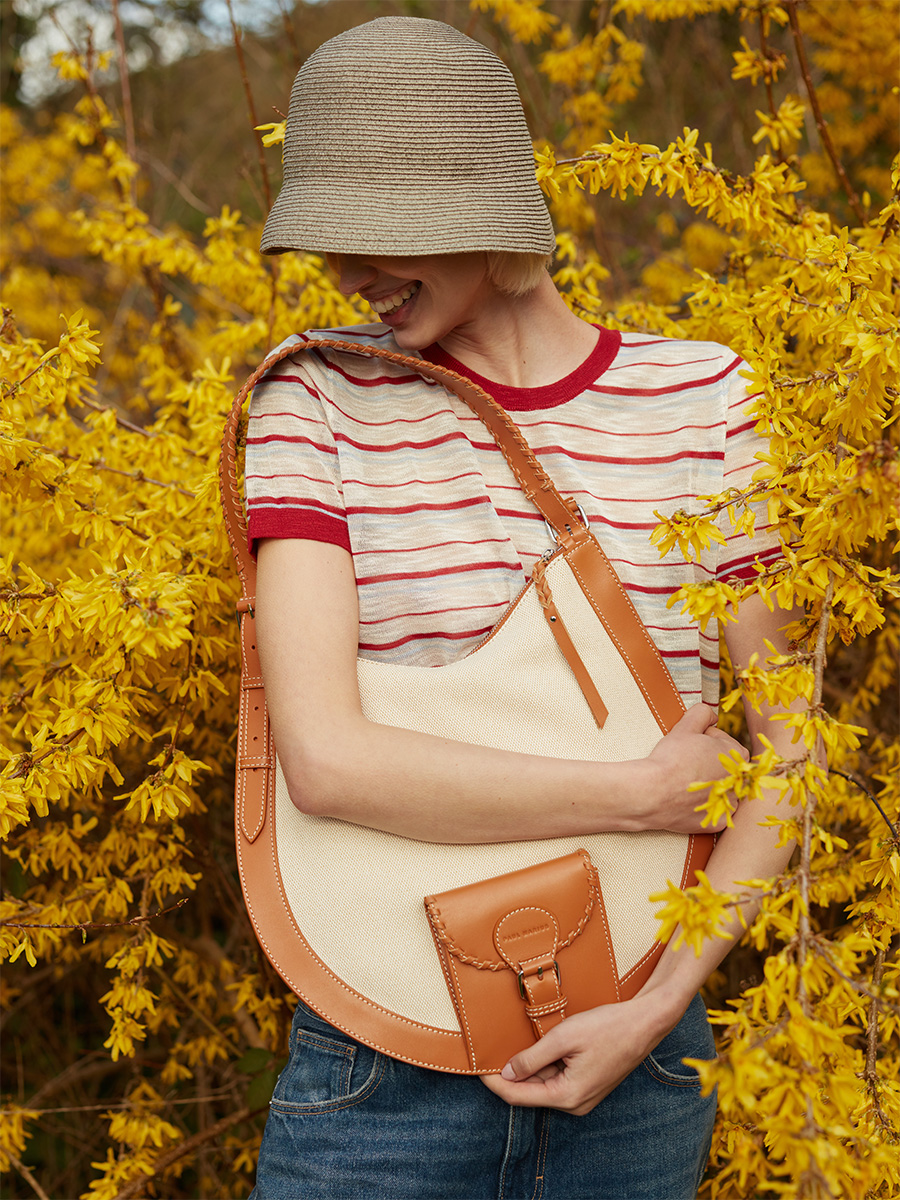 Sac hobo en toile beige LeHobo Escapade - Toile Beige vue cote