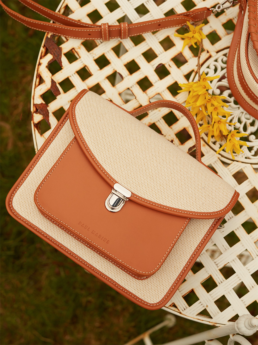 Sac à main en toile beige Mademoiselle George Escapade - Toile Beige photo focus matiere