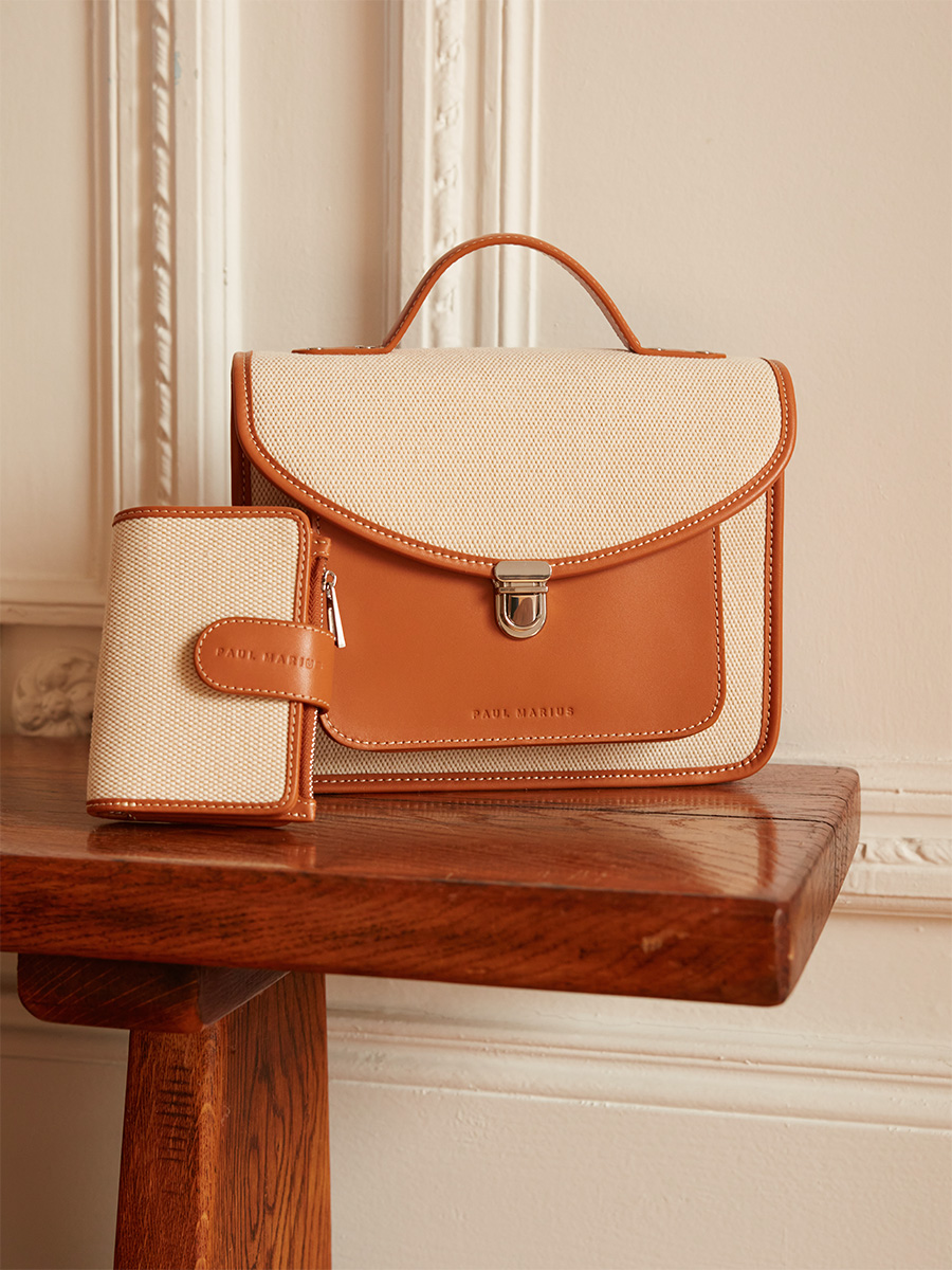 Portefeuille en toile beige Valentine Escapade - Toile Beige vue portee