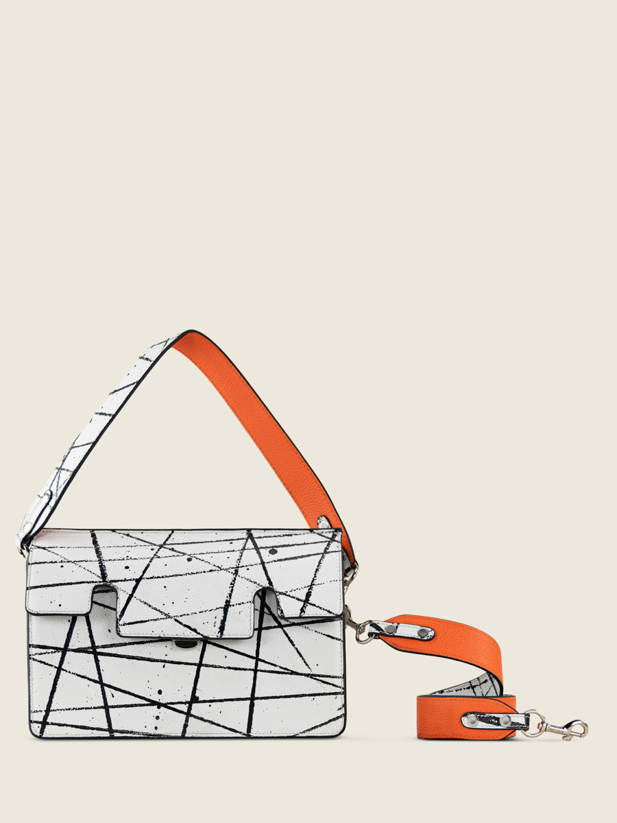 sac-baguette-cuir-blanc-noir-orange-gabrielle-arty-01-vue-face-w42-art1-b-w