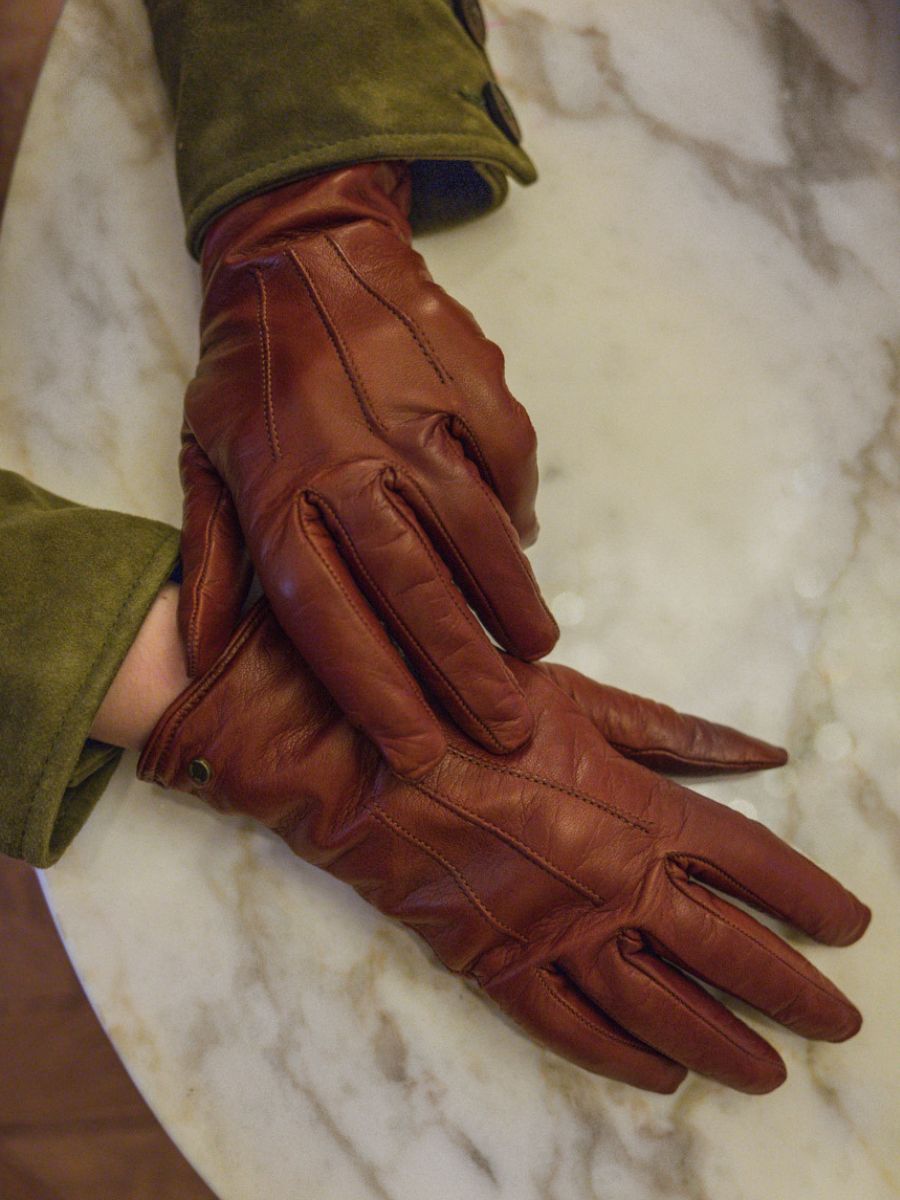 Gants Femme Naturel gants en cuir marron femme PAUL MARIUS
