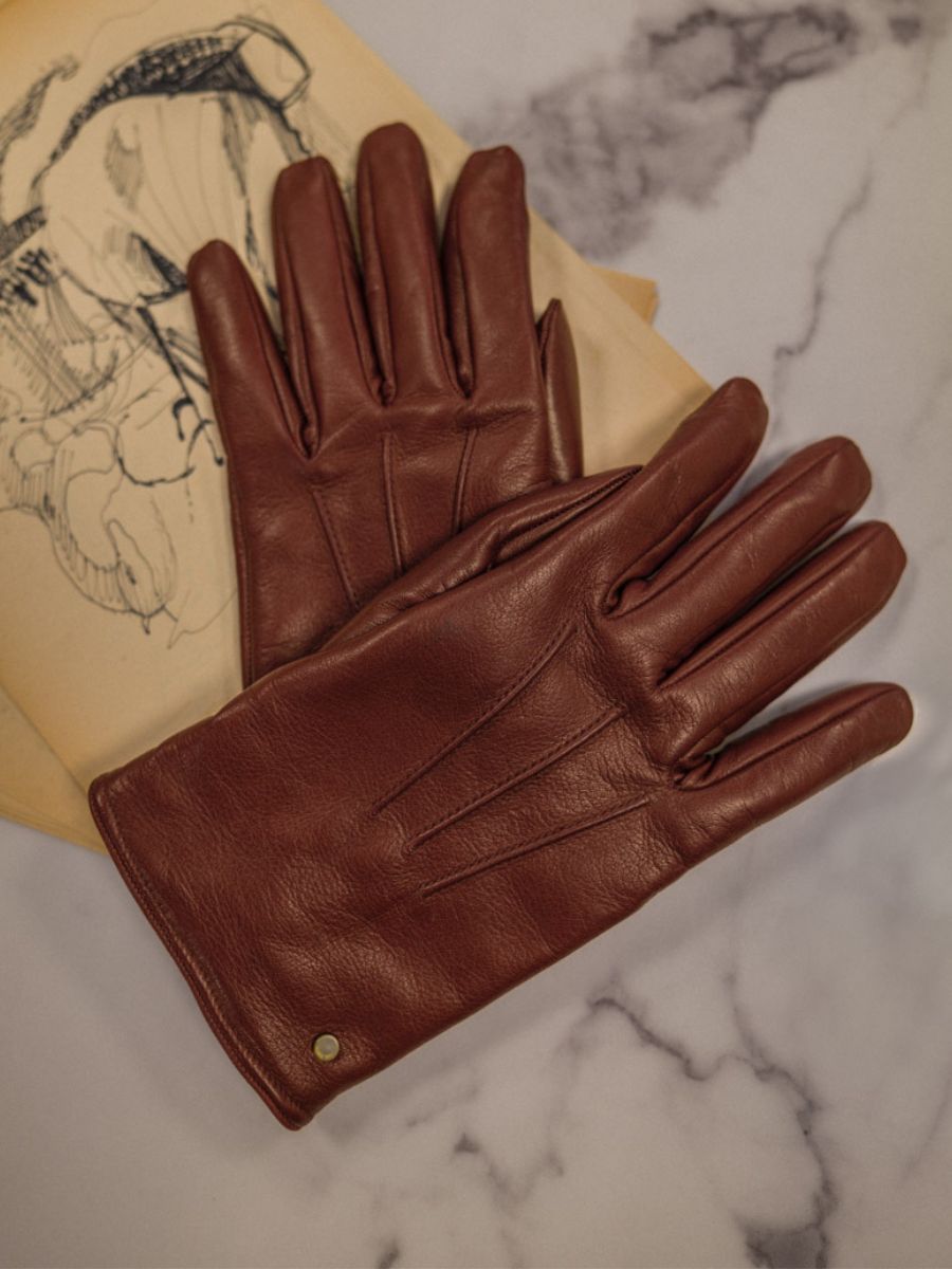 Gants Homme Naturel - gants en cuir marron homme