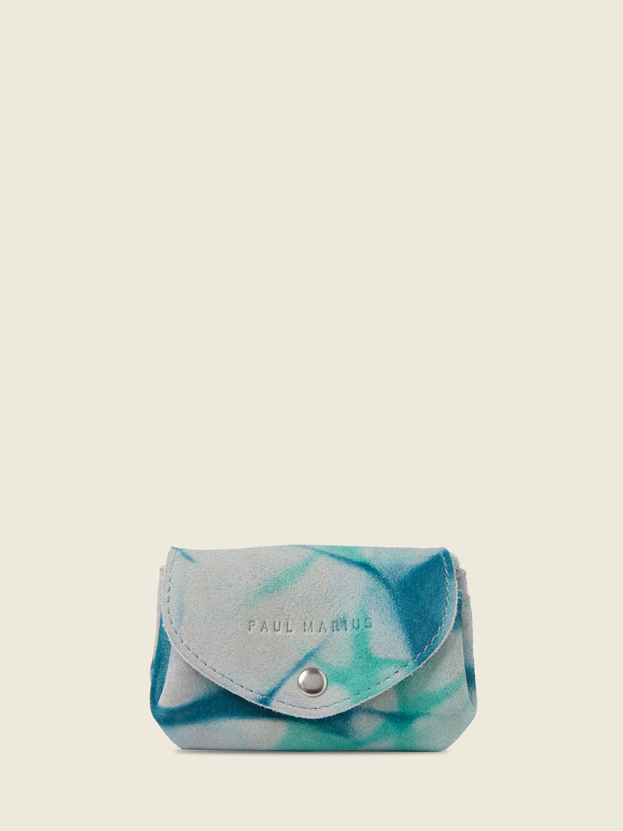 Porte-monnaie en cuir bleu LeGustave - Tie & Dye Bleu vue face