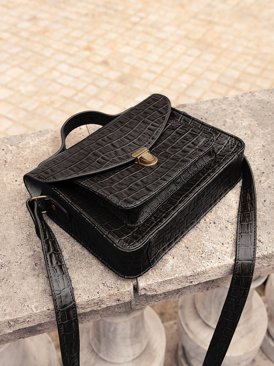 Mademoiselle George Heritage Noir de Jais sac a main en cuir noir pour femme PAUL MARIUS