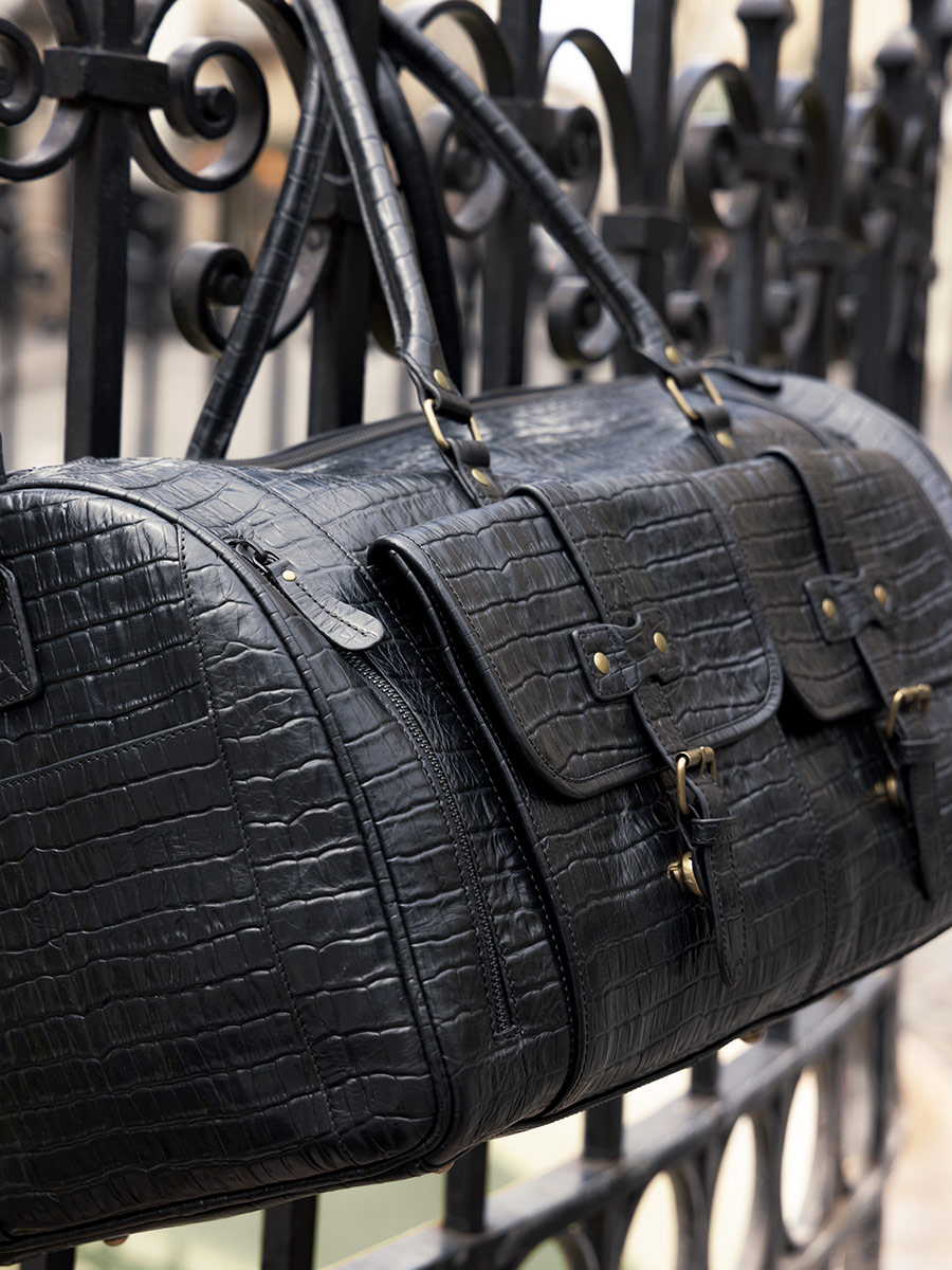 photo-vue-de-face-sac-voyage-cuir-unisexe-noir-le48h-heritage-noir-de-jais-paul-marius-m107-cr-b