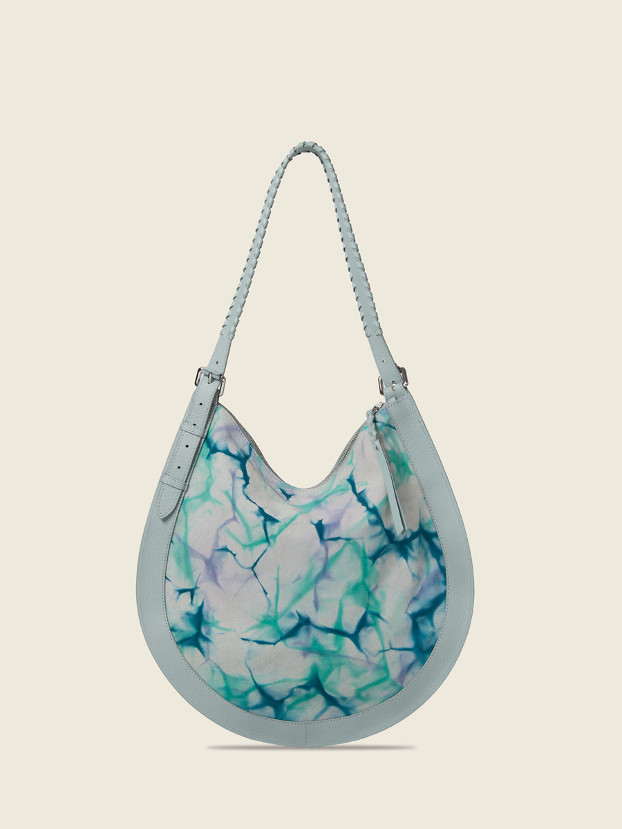 Sac hobo en cuir bleu LeHobo - Tie & Dye Bleu vue dos