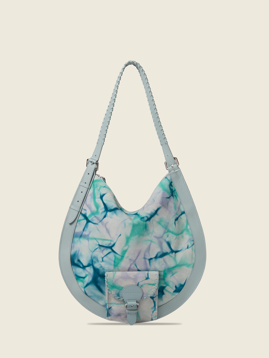 Sac hobo en cuir bleu LeHobo - Tie & Dye Bleu vue face