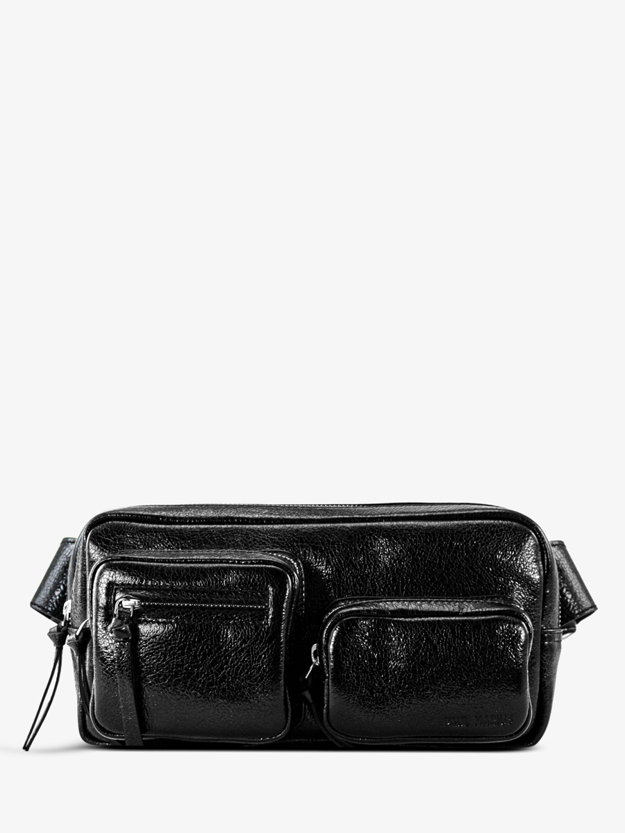 sac-banane-cuir-noir-scintillant-labanane-90s-eclipse-vue-face-m86-m-b