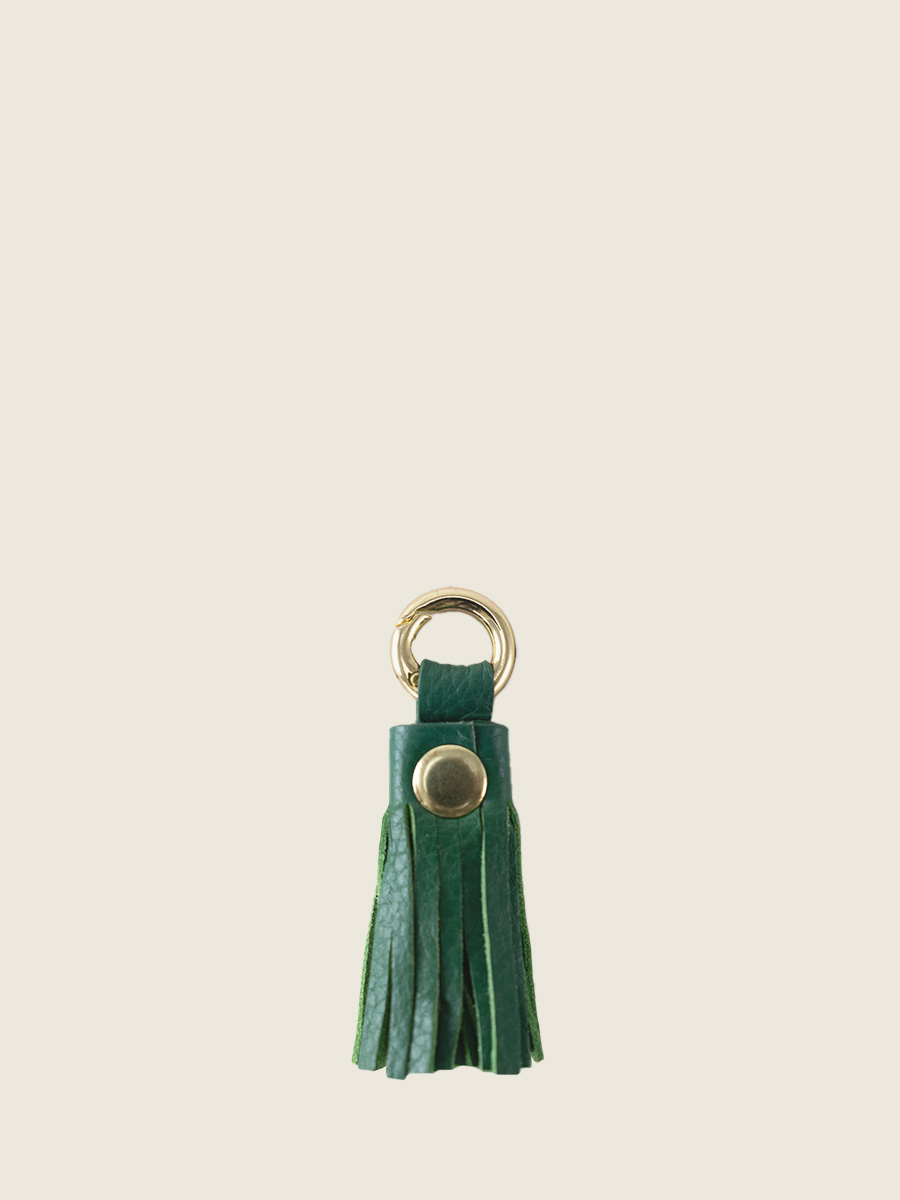 LaBreloque Pompon Azur Vert Imperial porte cles cuir vert PAUL MARIUS