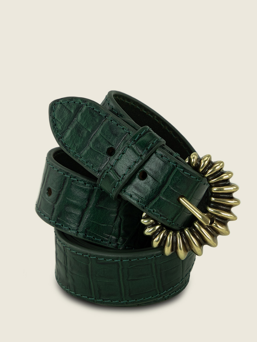photo-vue-de-face-ceinture-en-cuir-vert-laceinture-zelie-heritage-malachite-paul-marius-lb-115-cr-dg