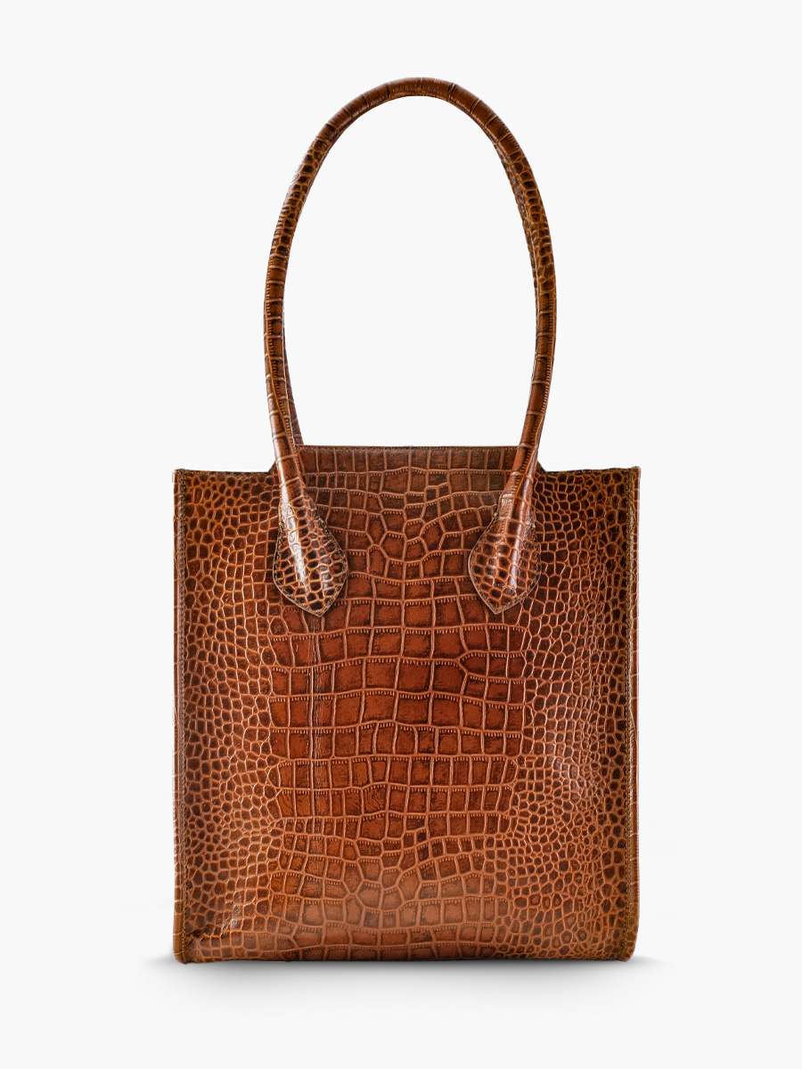 photo-vue-dos-sac-cabas-cuir-marron-laflaneuse-alligator-ambre-paul-marius-w13-a-l