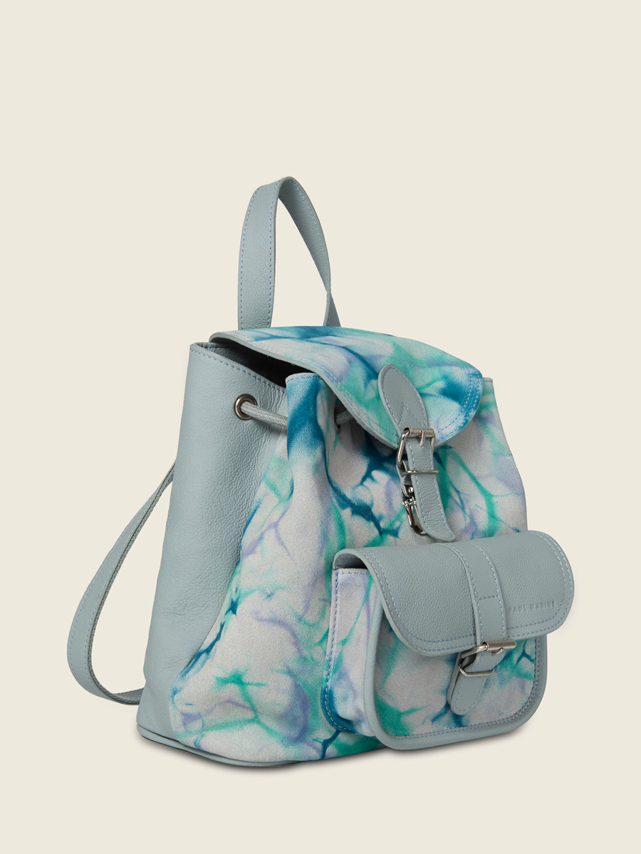 Sac à dos en cuir bleu LeBaroudeur - Tie & Dye Bleu vue dos