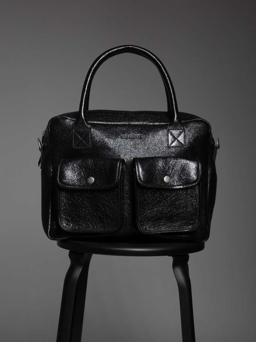 LeDandy Éclipse - sac à main en cuir noir scintillant femme | PAUL MARIUS