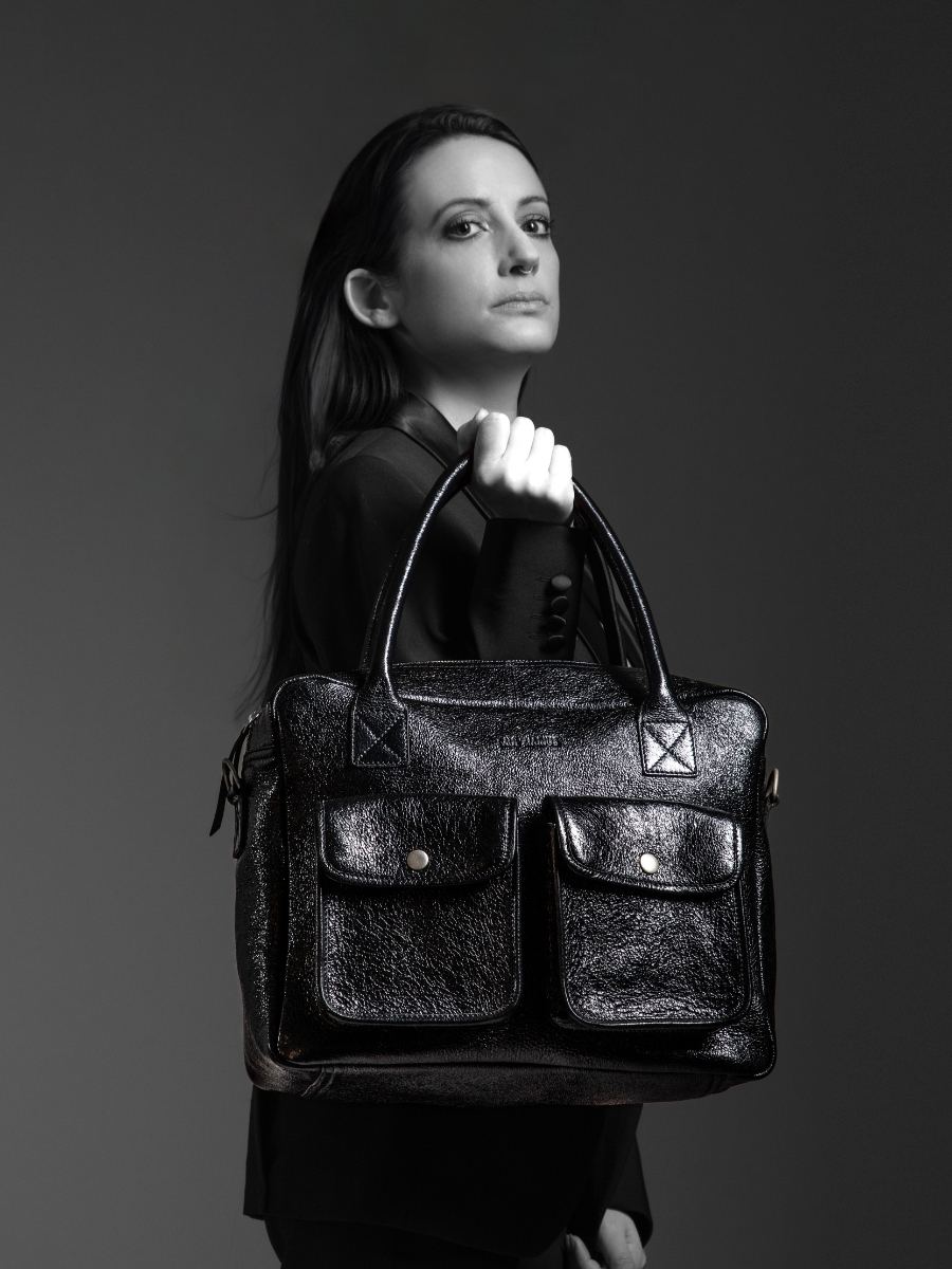 LeDandy Eclipse sac a main en cuir noir scintillant femme PAUL MARIUS