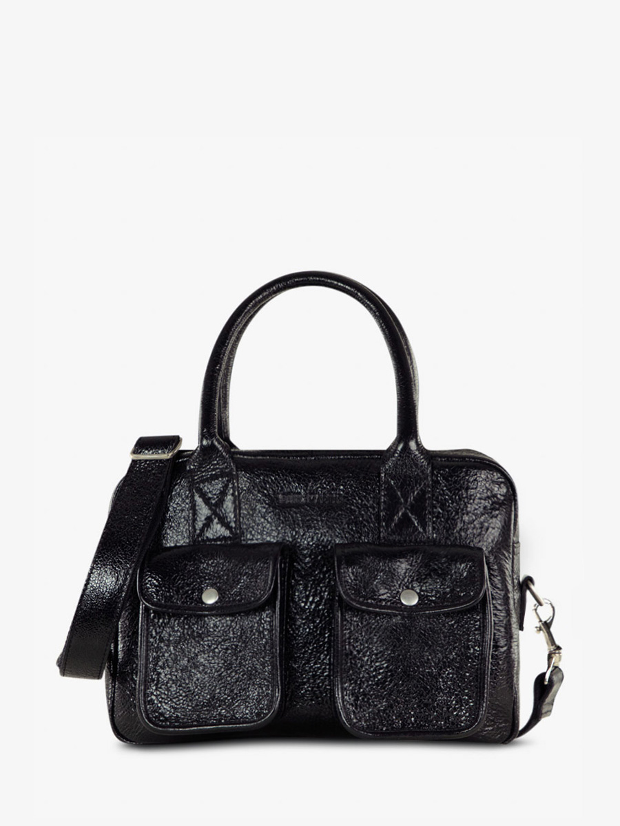 LeDandy S Éclipse - sac à main en cuir noir scintillant femme | PAUL MARIUS