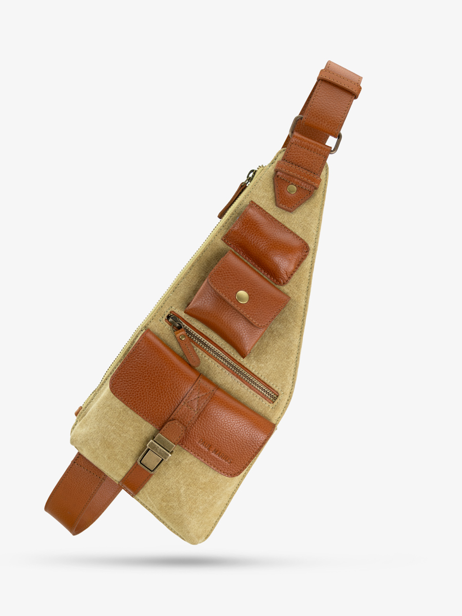 sac-bandouliere-cuir-marron-vert-leholster-cognac-toile-kaki-vue-face-w62-oco-gc