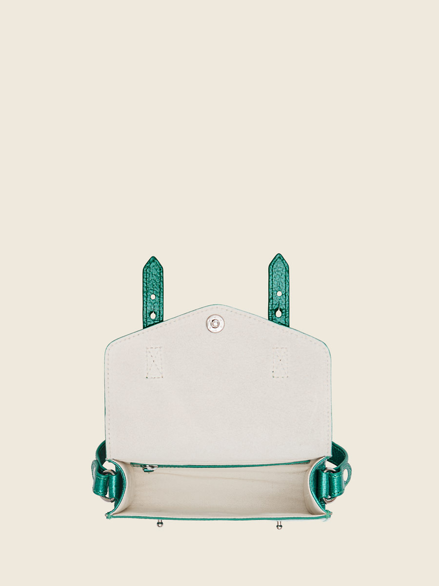 Petit sac bandoulière en cuir bleu LeMini Indispensable - Star Lagon vue interieure